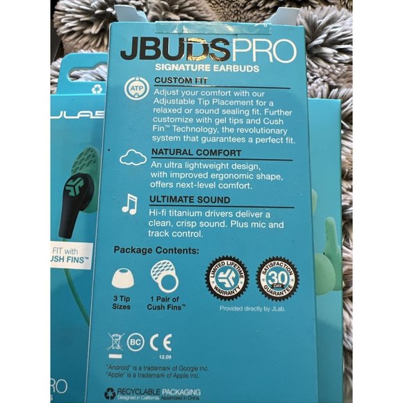 3 of JLab JBuds Pro Signature Earbuds Wired with Universal Mic Teal - Picture 4 of 4